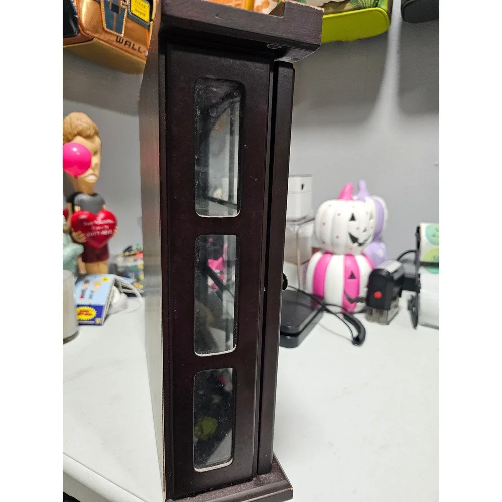 Vintage Wood Glass Curio Cabinet Wall Hanging Display Case Espresso Brown